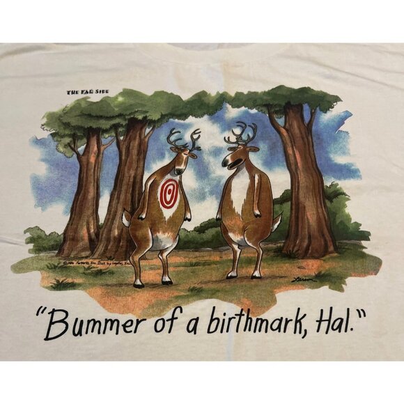 Vintage 80s Deer Funny Shirt XL Single Stitch Hunting Cartoon The Far Side - Picture 2 of 12
